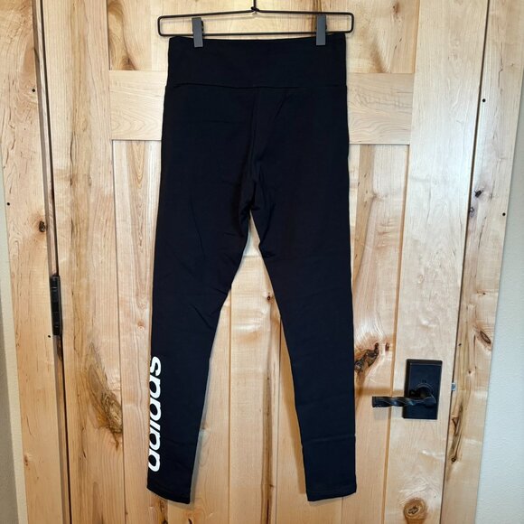 NWT Adidas Leggings Tights S Small Black White Logo - Picture 4 of 6